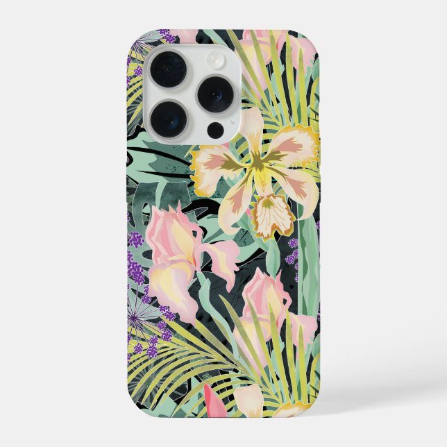 Tropical pattern with orchids. iphone case (Back)
