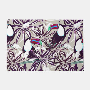 Tropical pattern with palm trees and birds. doormat