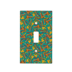 Tropical Pattern with Red and Yellow Leaves Light Switch Cover