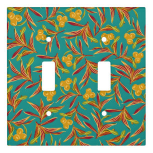 Tropical Pattern with Red and Yellow Leaves Light Switch Cover