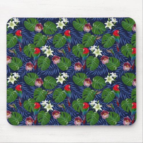  Tropical Pattern With Red Macaws And Monstera Pal Mouse Pad