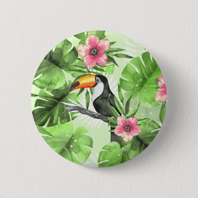 Tropical pattern with toucan button (Front)