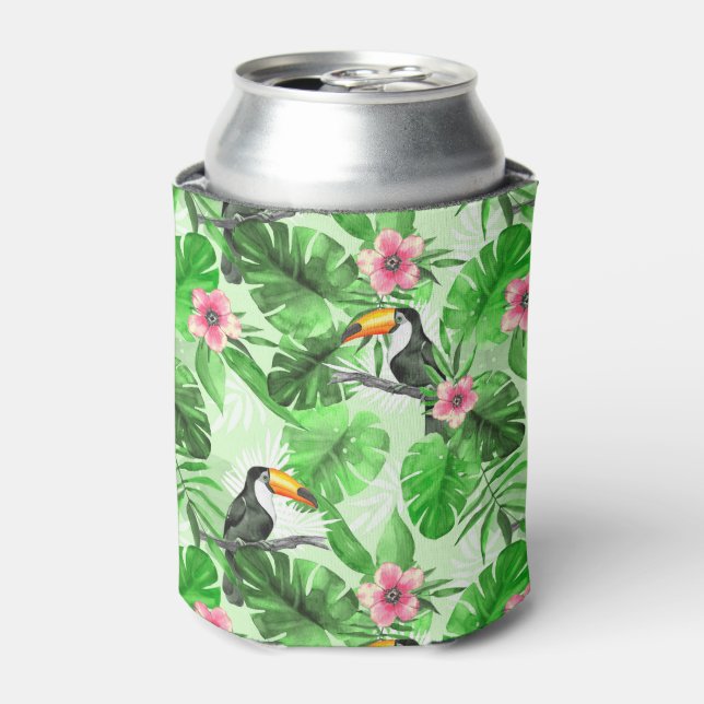 Tropical pattern with toucan can cooler (Can Front)