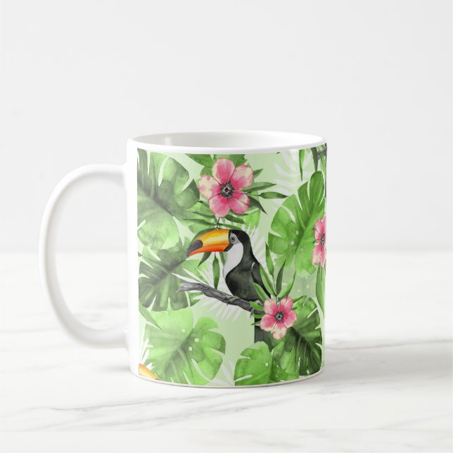 Tropical pattern with toucan coffee mug (Left)