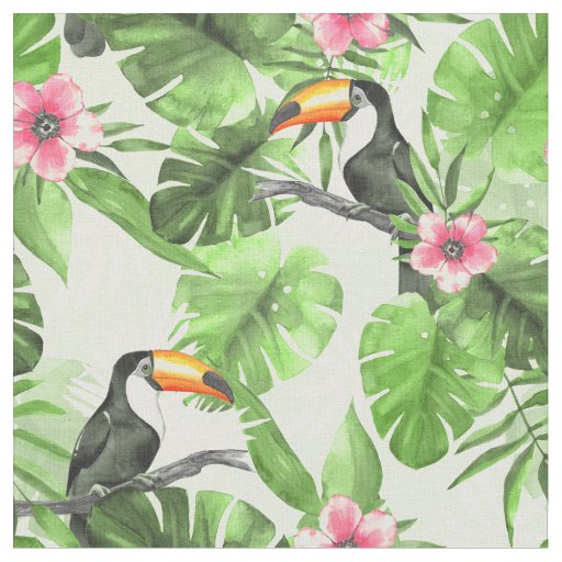Tropical pattern with toucan fabric