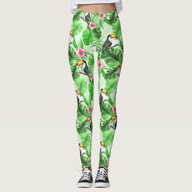 Tropical pattern with toucan leggings (Front)
