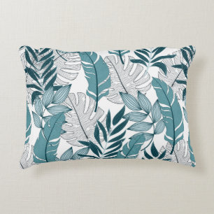 Tropical pattern with trendy plants and leaves on  accent pillow