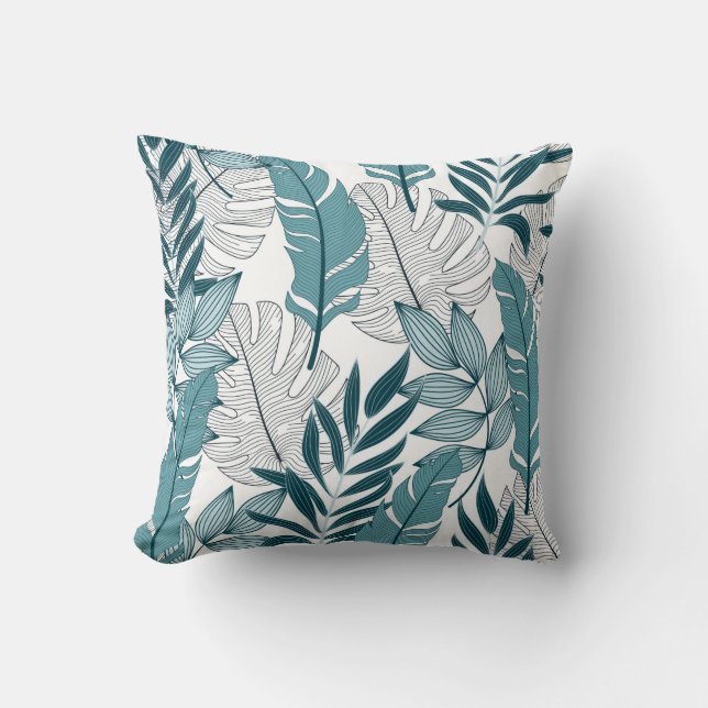 Tropical pattern with trendy plants and leaves on  throw pillow (Front)