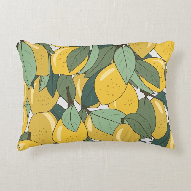 Tropical Pattern with Yellow Lemons. Accent Pillow (Front)