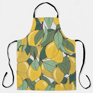 Tropical Pattern with Yellow Lemons. Apron