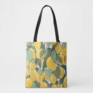 Tropical Pattern with Yellow Lemons. Tote Bag
