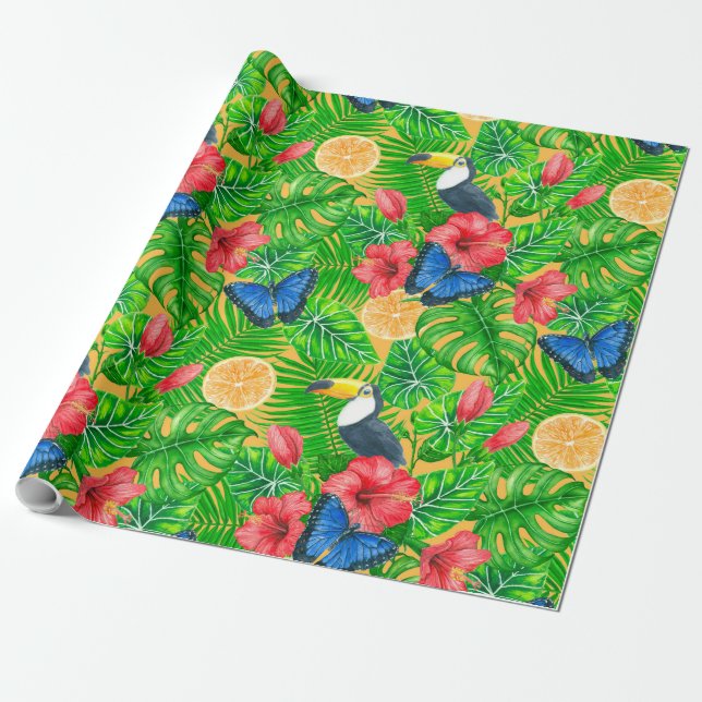 Tropical pattern wrapping paper (Unrolled)