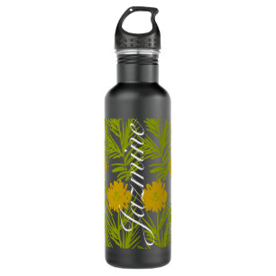 Tropical Pattern Yellow Florals Stainless Steel Water Bottle