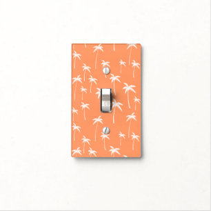 Tropical Peach and White Palm Trees Light Switch Cover