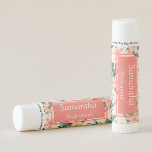 Tropical Peach Floral Bridesmaid Lip Balm