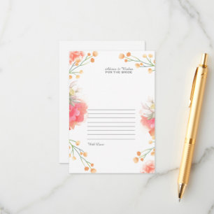 Tropical Peach Flower Bride Wedding Advice Enclosure Card
