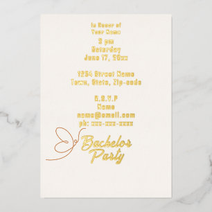 Tropical Peach Flowers Bachelor Foil Invitation