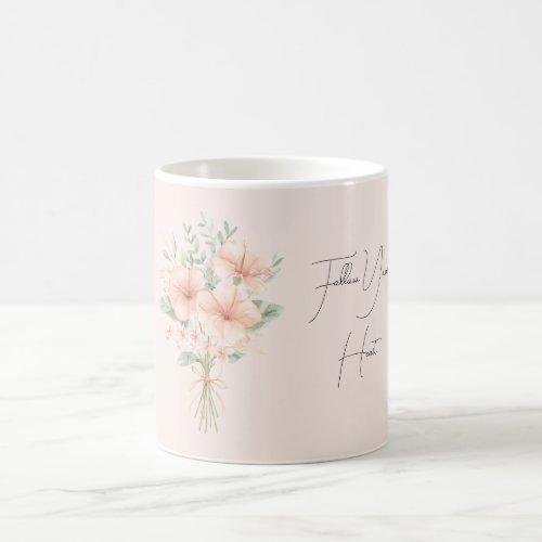 Tropical Peach Hibiscus Flowers Coffee Mug