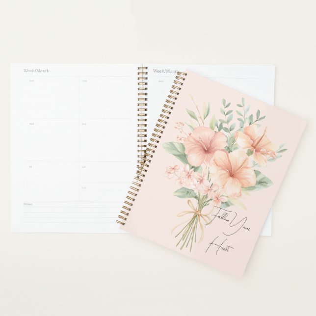 Tropical Peach Hibiscus Flowers Planner (Display)
