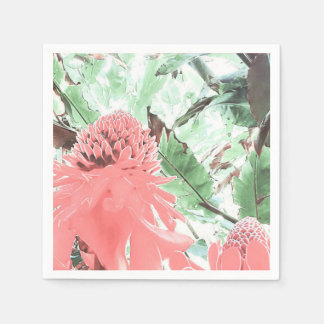 Tropical Peach Wedding Paper Napkin