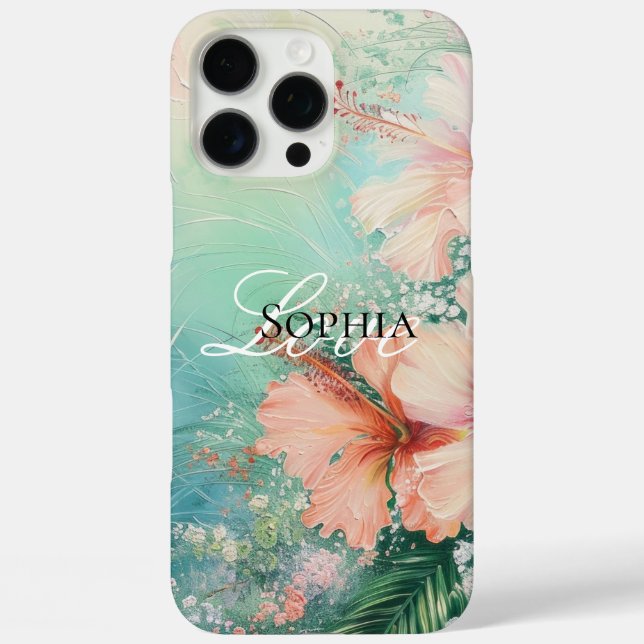 Tropical Peach White Hibiscus Floral Love  Case-Mate iPhone Case (Back)