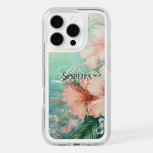 Tropical Peach White Hibiscus Floral Love  iPhone 16 Pro Case