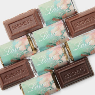 Tropical Peach White Hibiscus Floral Love Wedding Hershey's Miniatures