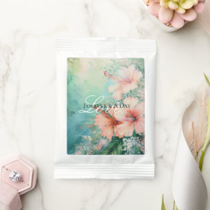 Tropical Peach White Hibiscus Floral Love Wedding Margarita Drink Mix