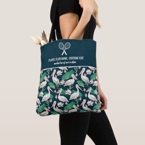 Tropical Pelican Print Custom Tennis Racket Tote Bag
