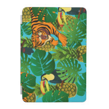 tropical pelican tiger jungle blue