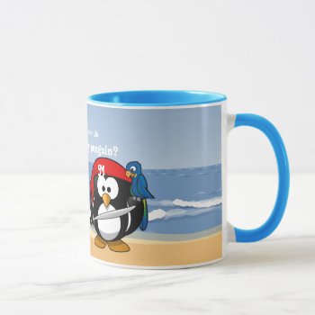 Tropical Penguins Couple Hula Pirate Island Beach Mug by colorfulcreatures at Zazzle
