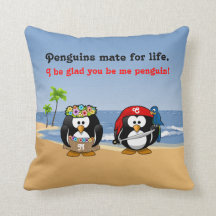 Tropical Penguins Couple Hula Pirate Island Beach