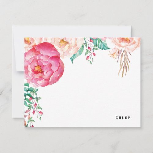 Tropical Peony Garden  Personalized Stationery Note Card