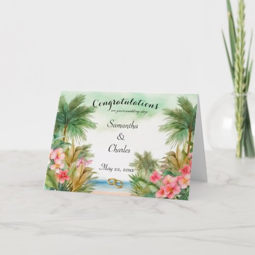 Tropical Personalized Wedding Greeting Card