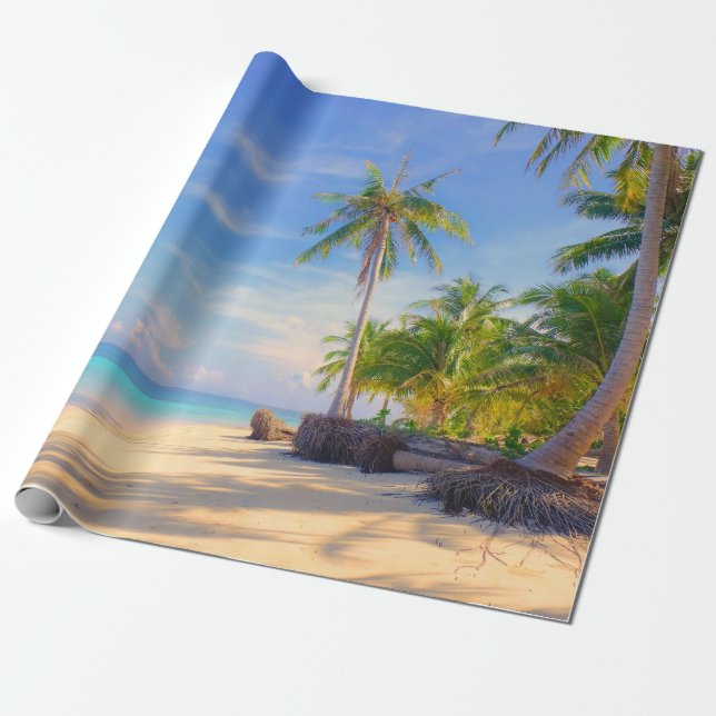 Tropical Philippines Island Beach Palm Paradise Wrapping Paper (Unrolled)