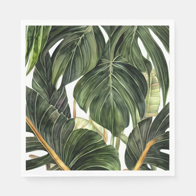 Tropical Philodendron in the Style of Jean Triptyc Napkins (Front)
