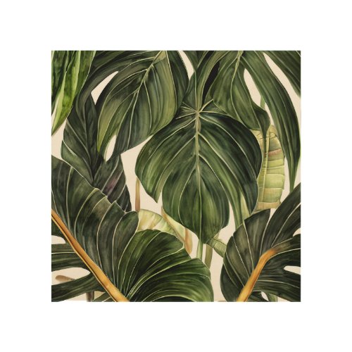 Tropical Philodendron in the Style of Jean Triptyc Wood Wall Art