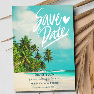 Tropical Photo Beach Destination Wedding Save The Date