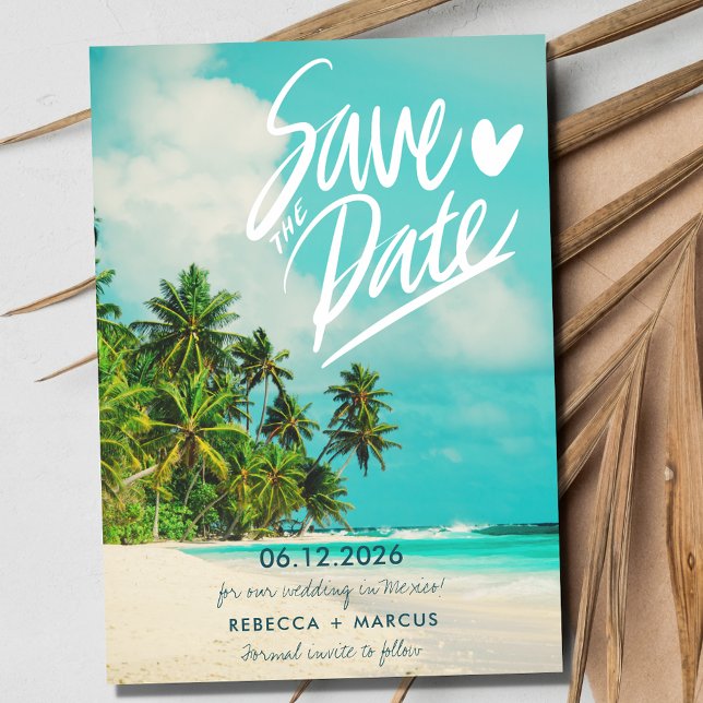 Tropical Photo Beach Destination Wedding  Save The Date (Tropical Photo Beach Destination Wedding Save The Date)