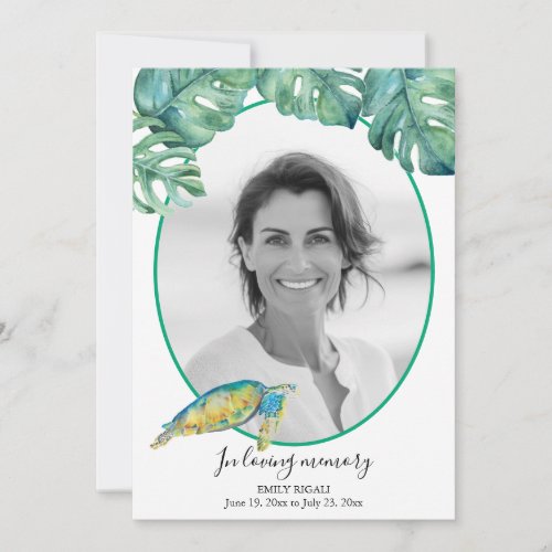 Tropical Photo Death Notice and Funeral Invitation