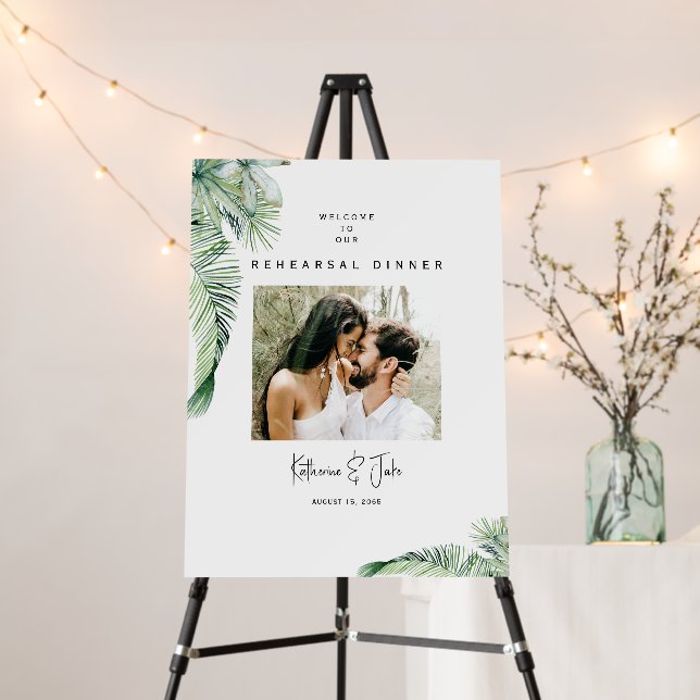 Tropical  Photo Rehearsal Dinner Welcome Sign (In Situ (Stand))