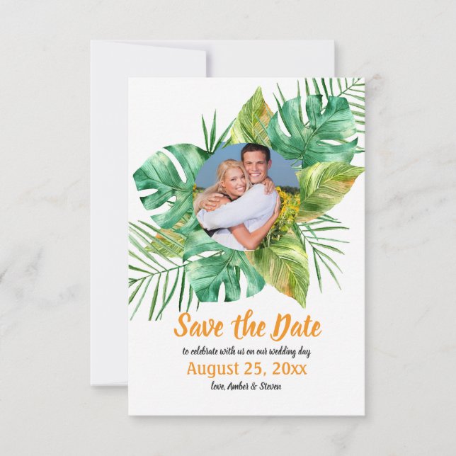 Tropical Photo Save the Date Announcement (Front)