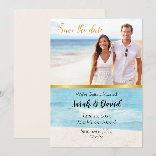 Tropical Photo Save the Date Invitation (Front/Back)
