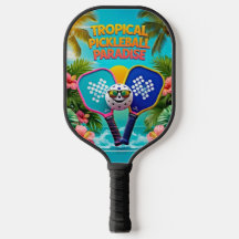 Tropical Pickleball Fun Paddle – Palm Trees & Hibi