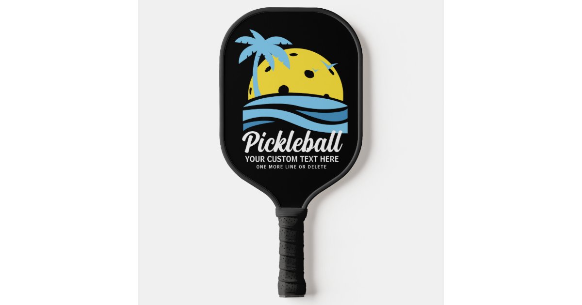 Tropical Pickleball Sun Palm Trees Add Custom Text Pickleball Paddle ...