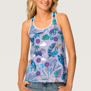 Tropical Pickleball with🦜 parrots, periwinkle Tank Top