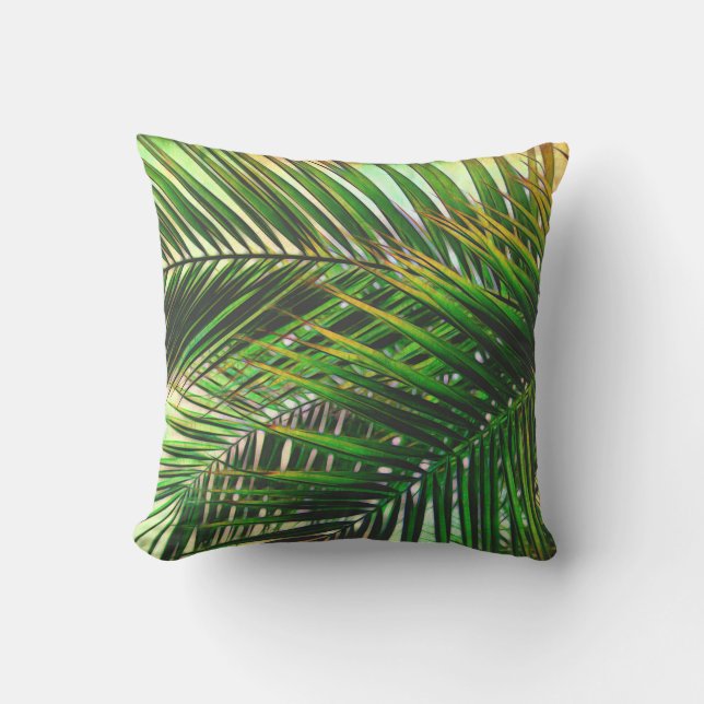 tropical pillow palm leaves nature art green (Front)