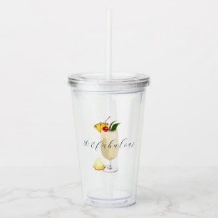 Tropical Pina Colada Cocktail Birthday Party Acrylic Tumbler