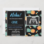 Tropical Pineapple 1st First Boy Birthday Photo Invitation (Front)