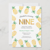 Tropical pineapple 9th Birthday Invitation (Front)